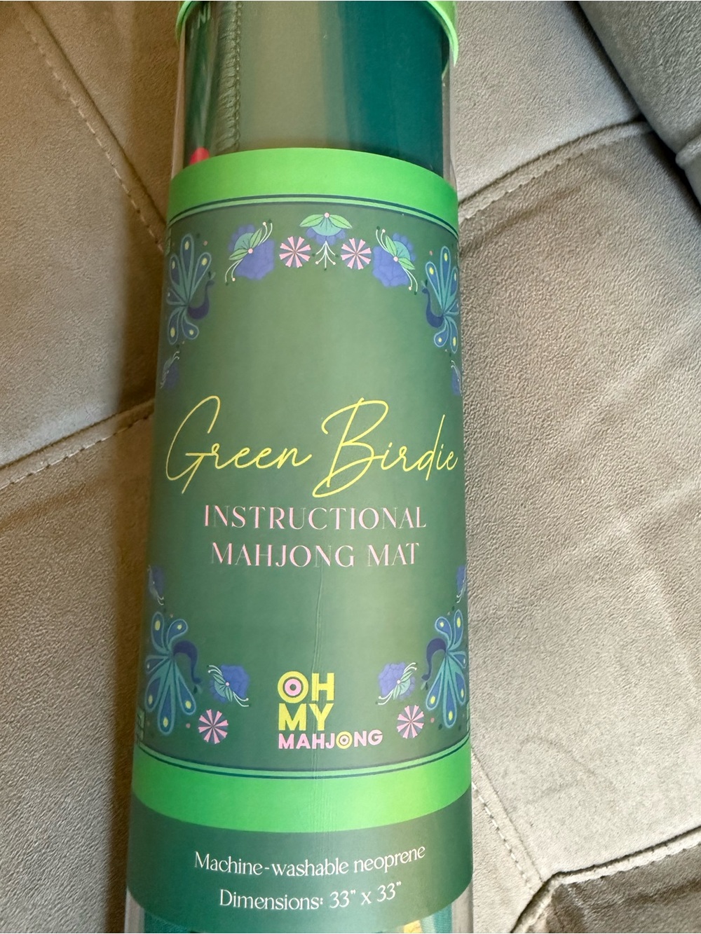 NWT Oh My Mahjong Green Birdie Instructional Mahjong Mat